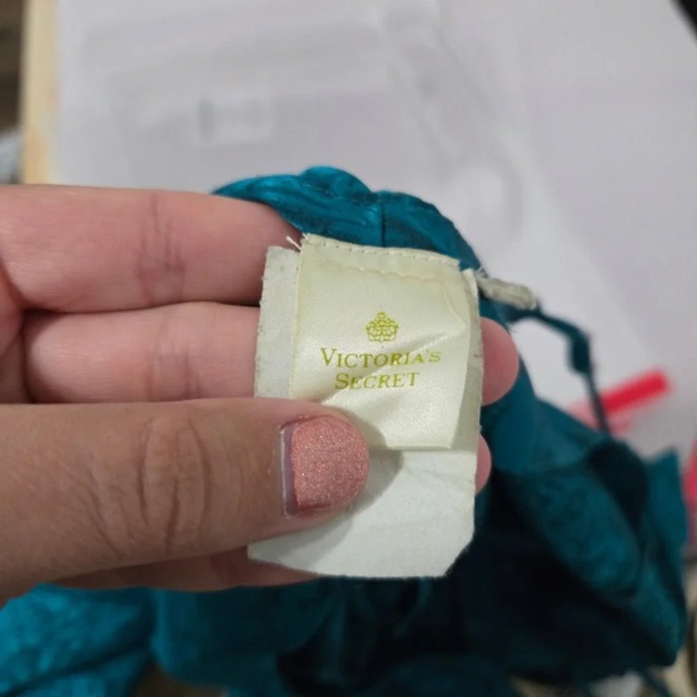 Victorias Secret M Y2K Vintage Slip Dress Mini Teal Green Lingerie‎ Cocktail - Picture 7 of 8